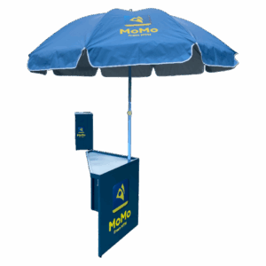 Metal table counter with printed umbrella