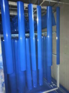 Metal kiosk powder coating blue