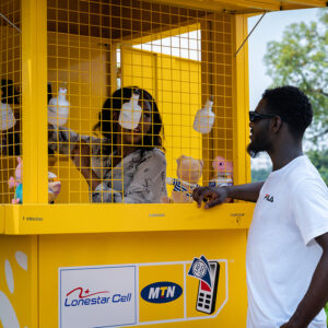 Metal kiosk with mesh window protection