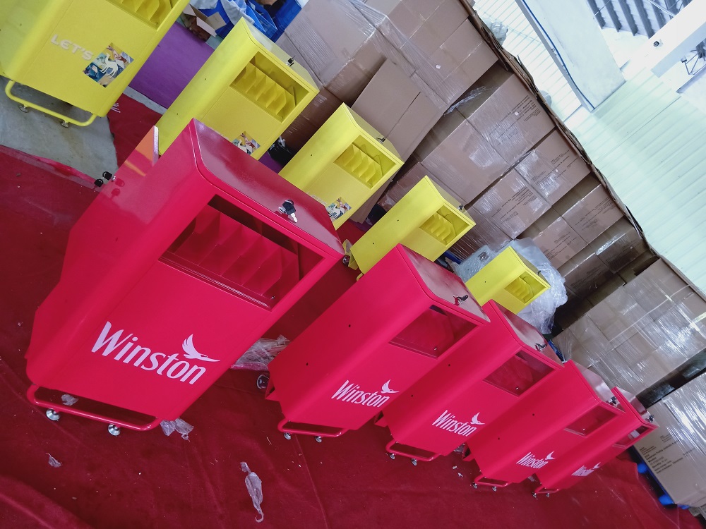 Cigarette pack shaped vending trolley box